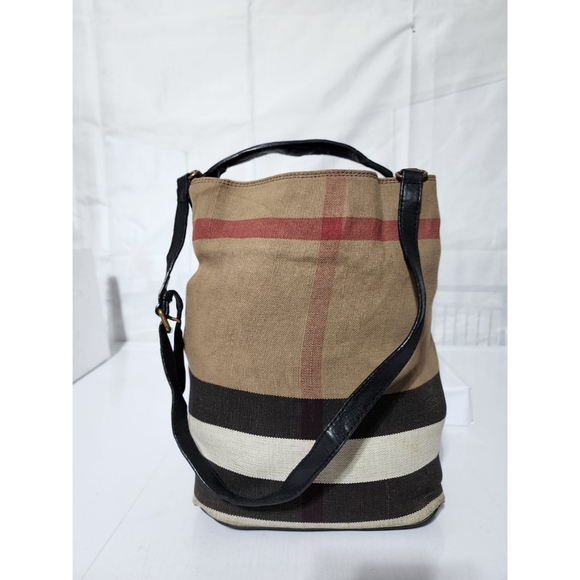 Burberry Handbags - BURBERRY Canvas Mega Check Medium Ashby Hobo Saddle Bag Brown/Beige